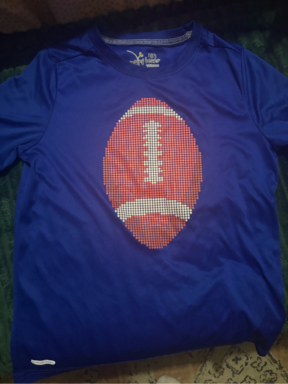 Blue Kids Football Graphic Short Sleeve Shirt